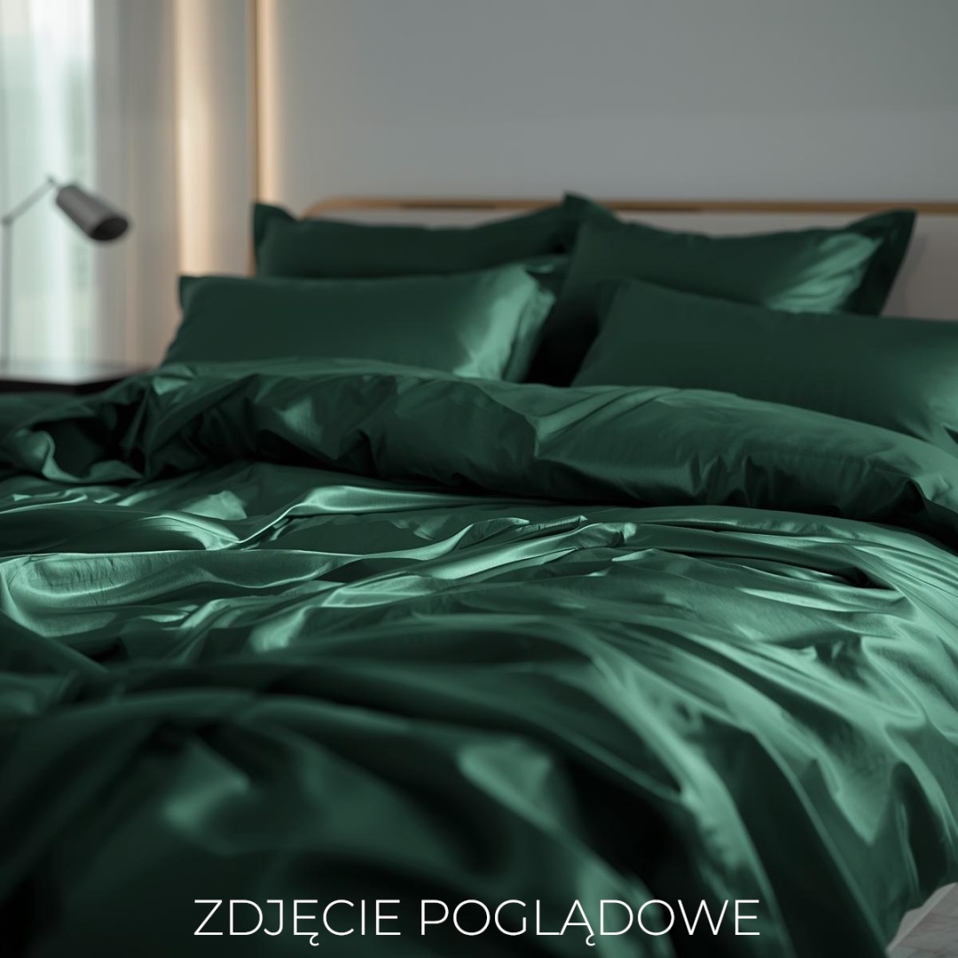 Jedwabna poszewka na kołdrę 160x200 cm z suwakiem satynowa Butelkowo Zielona